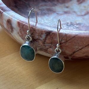 Sterling Silver Green Gemstone Drop Earrings